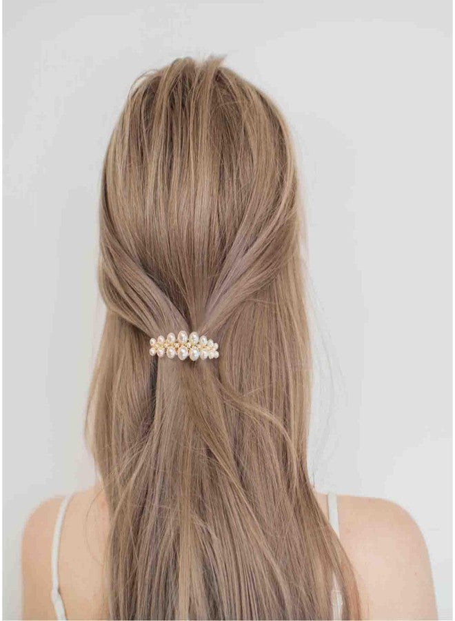 IRCOMULTI Vintage Gold Pearl Hairclip Barrette Pearl French Hair Clip Pearls Weddings Hairpin Clip Imitation Pearls Head Clips Decorative Hair Accessories for Women Headdress - Image 2